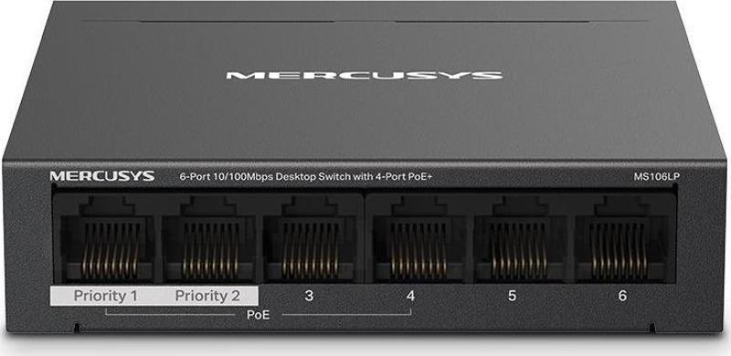 6port MS106LP 10/100 4port PoE 40w Yönetilemez Switch