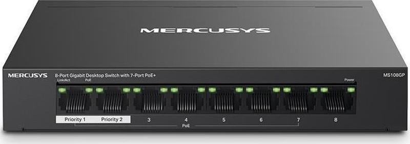 8port MS108GP Gigabit 7port PoE 65w Yönetilemez Swicth