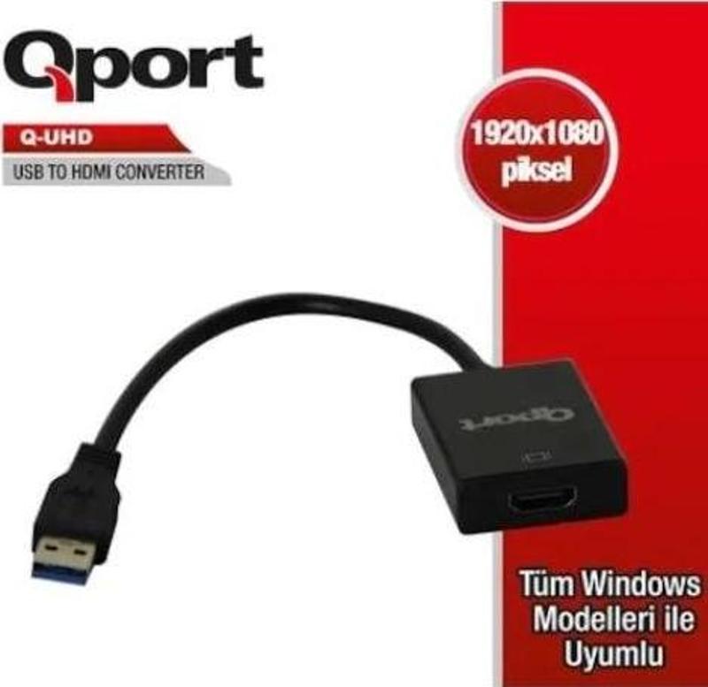 Q-UHD 0.15metre USB-HDMI Çevirici Adaptör Siyah