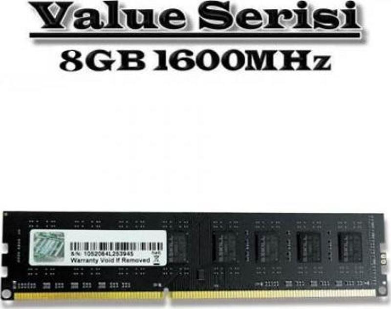 GSKILL 8GB DDR3 1600MHZ CL11 PC RAM VALUE F3-1600C11S-8GNT