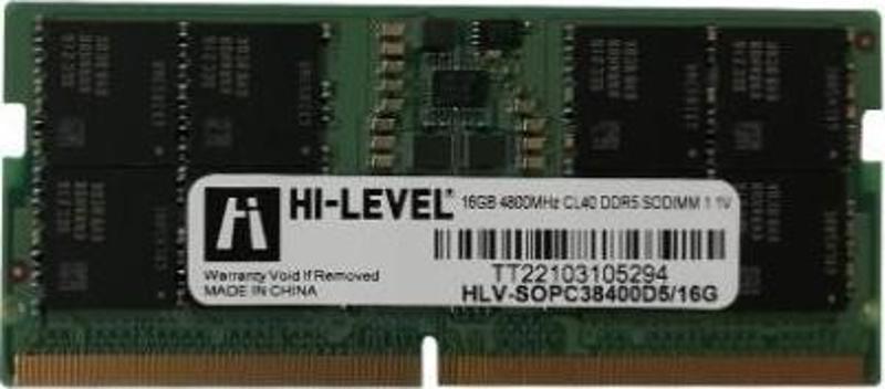 HI-LEVEL 16GB DDR5 4800MHZ CL40 NOTEBOOK RAM HLV-SOPC38400D5/16G