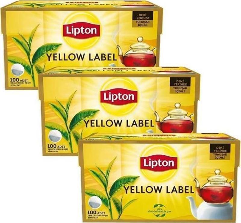 Yellow Label Demlik Poşet Çay 100'lü X 3 Adet