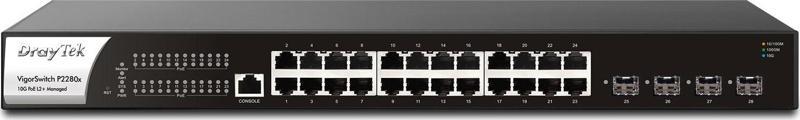 24port 400W FULL PoE VigorSwitch P2280x GIGABIT 4X-10GbE SFP+ Yönetilebilir Switch