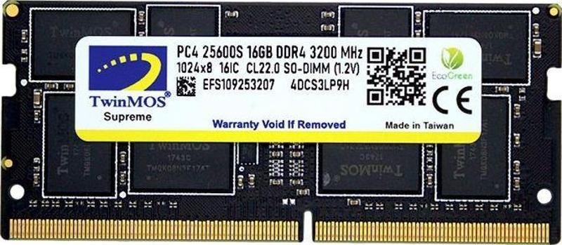 TWINMOS 16GB DDR4 3200MHZ NOTEBOOK RAM MDD416GB3200N