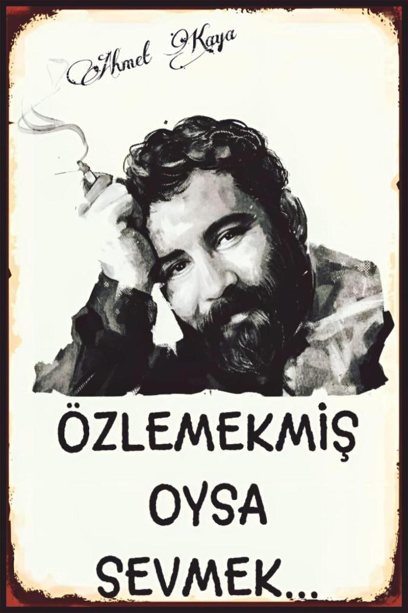 Ahmet Kaya Özlemekmiş Sevmek Meğer Retro Ahşap Poster 20x30