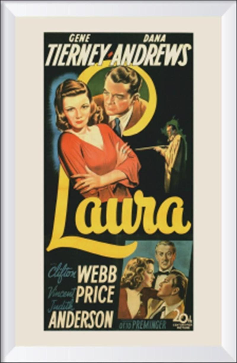 Laura Sinema Afişi Çerçeve Görünümlü Retro Ahşap Poster 20x30