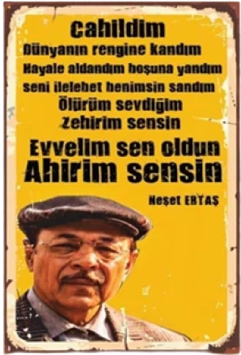 Neşet Ertaş Edebiyat Ahşap Poster 20x30