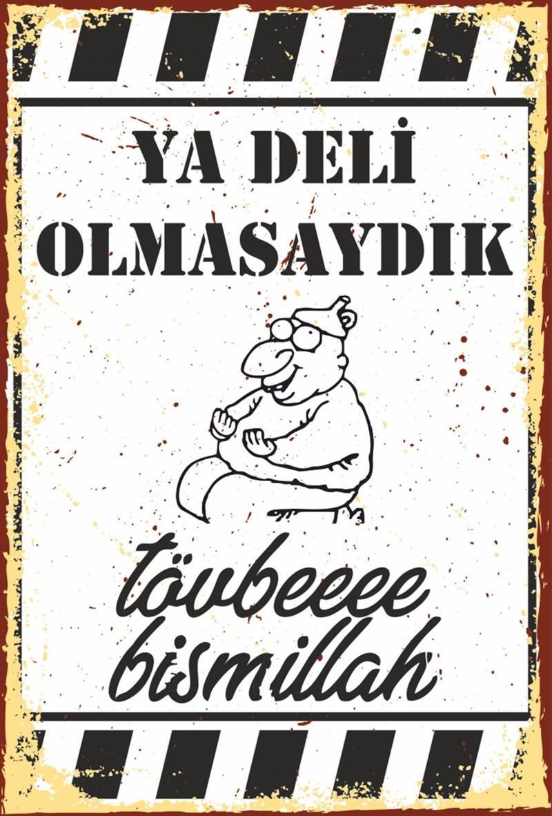 Ya Deli Olmasaydık Komik Sözler Duvar Yazılar Retro Ahşap 20x30