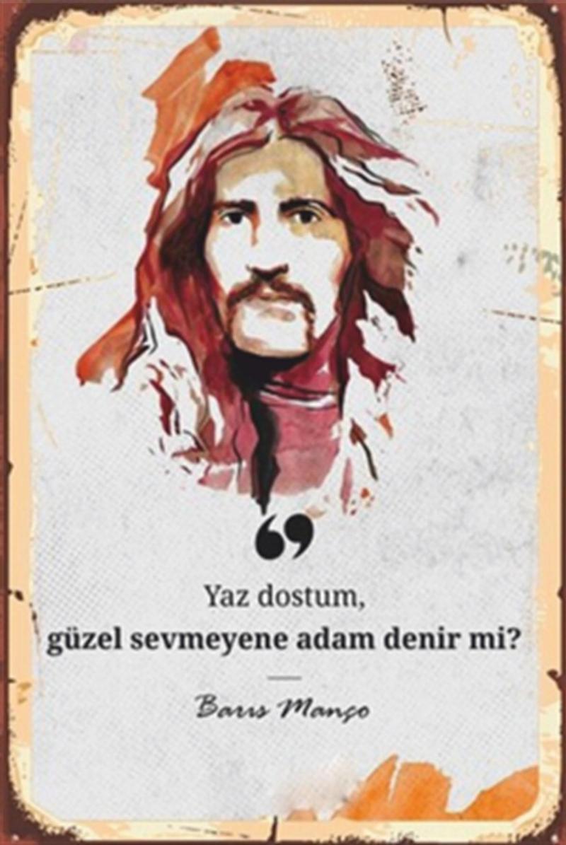 Yaz Dostum Barış Manço Anadolu Rock Retro Ahşap Poster 20x30