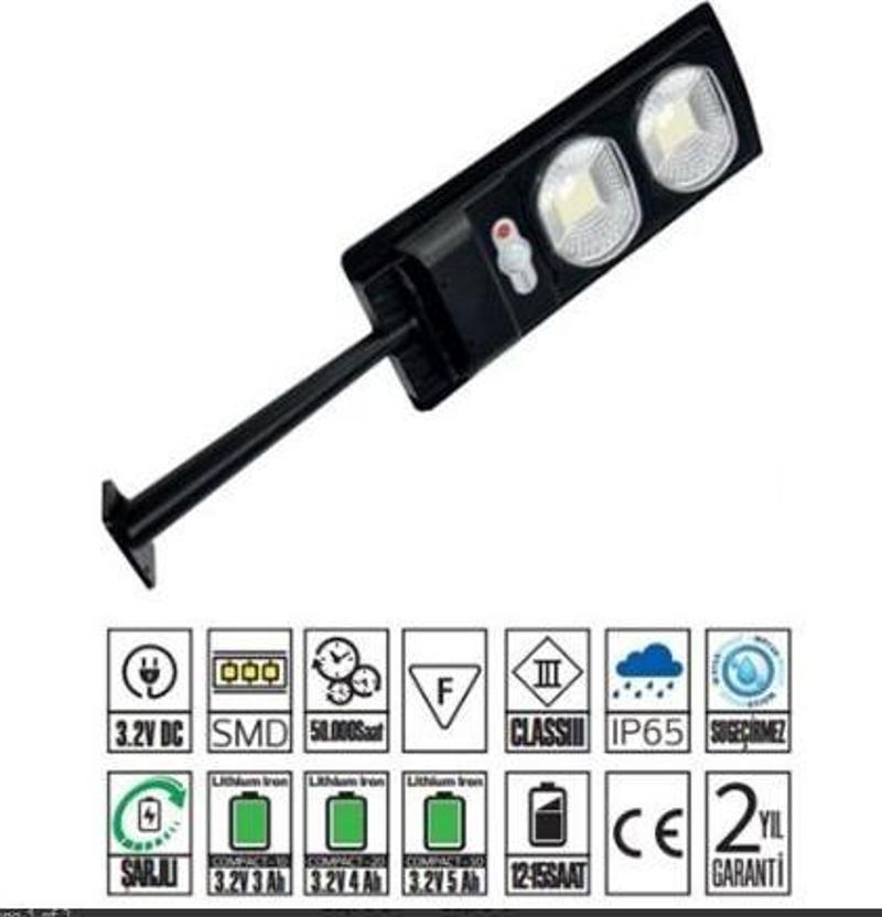 Compact 20w Led Solar Sokak Armatürü 230Lm 6400k SMD Led Beyaz Işık Su Geçirmez (12-15 saat)