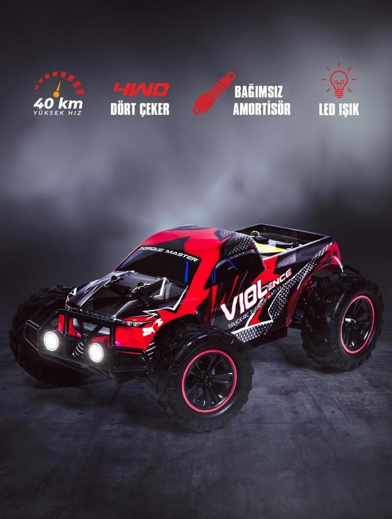 1:16 40km/h Hız Yapan 4wd Extreme Thunder 4x4 Metal Iç Aksam Uzaktan Kumandalı Araba Rc Model Araç