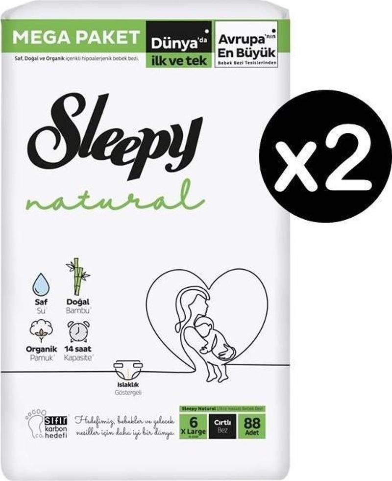 Natural 6 Numara XLarge 176'lı Bebek Bezi