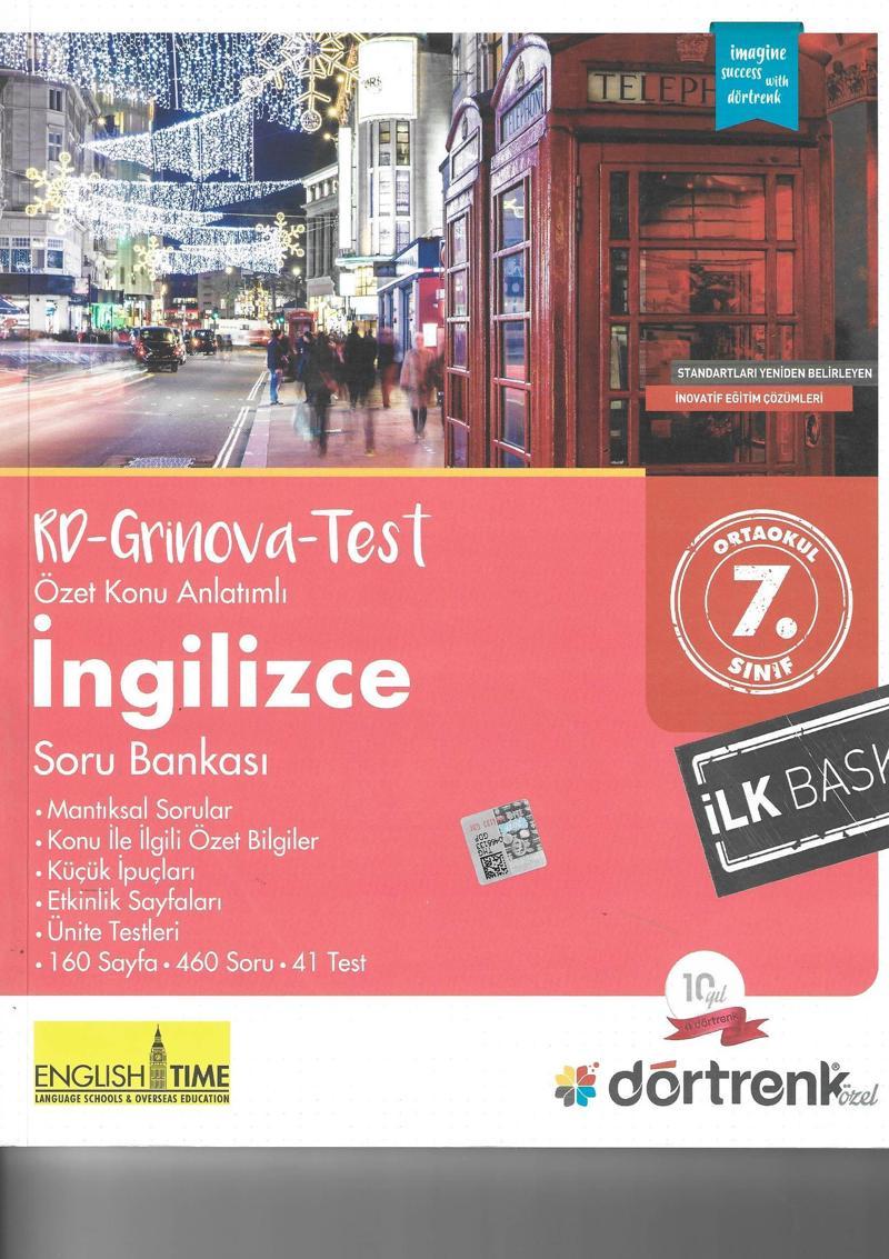 Dörtrenk Yayınları 7. Sınıf Rd Grinova İngilizce Soru Bankası