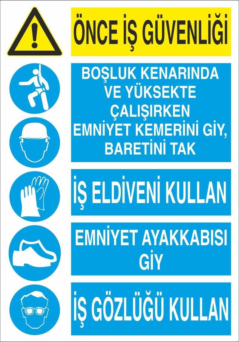 Önce İş Güvenliği Uyarı Levhası