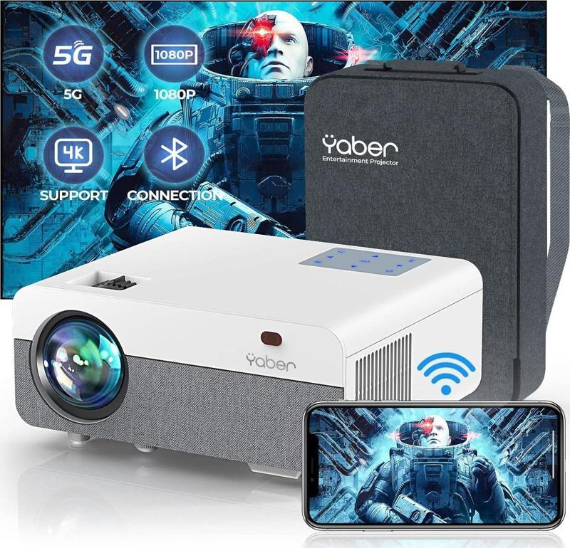 Pro Y9 5G WiFi Bluetooth Projektör, 15000LM 450 ANSI 1080P
