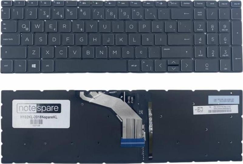 Hp Pavilion Gaming 15-Dk0005Nt 6Zl09Ea Uyumlu Notebook Klavye Işıklı Siyah TR