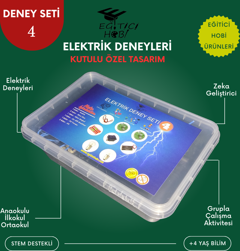 Kutulu, Elektrik Deney Seti - 4 Eğitici Hobi Bilim Seti