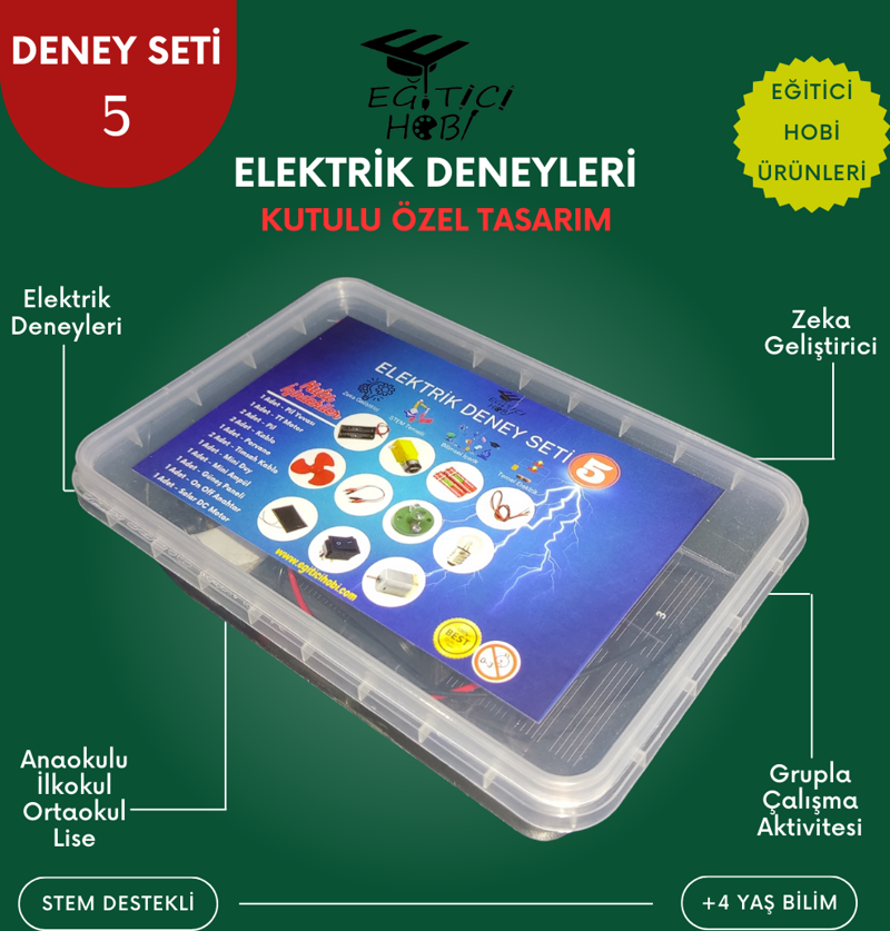 Kutulu, Elektrik Deney Seti - 5 Eğitici Hobi Bilim Seti