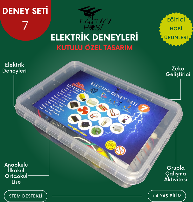 Kutulu, Elektrik Deney Seti - 7 Eğitici Hobi Bilim Seti