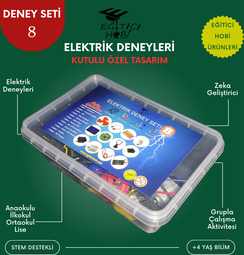 Kutulu, Elektrik Deney Seti - 8 Eğitici Hobi Bilim Seti