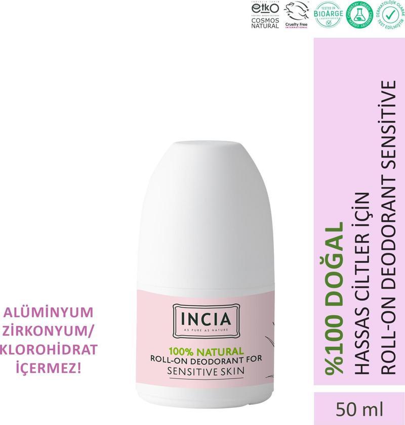 %100 Doğal Roll On Deodorant Hassas Ciltler İçin Ter Kokusu Önleyici Lekesiz 50 ml