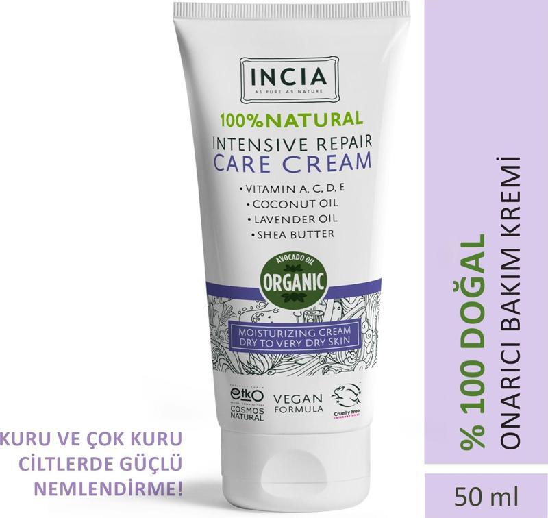 %100 Doğal Onarıcı Bakım Kremi Yoğun Nemlendirici Cilt Bakım Lavanta Avokado Shea Vegan 50 ml