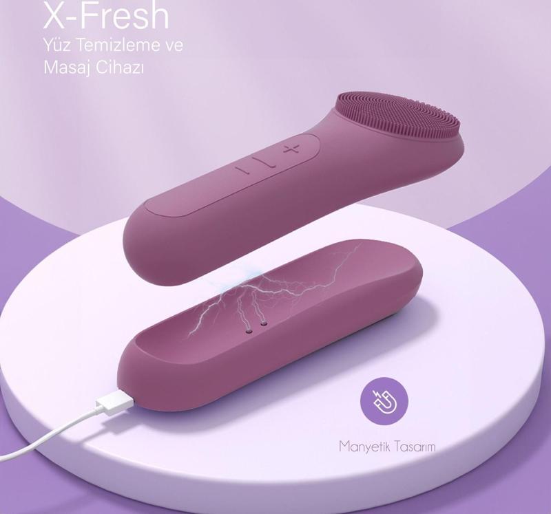 X-Fresh Yüz Temizleme ve Masaj Cihazı Isıtmalı, Soğutmalı ve Titreşimli Su Geçirmez Standlı Xlevel