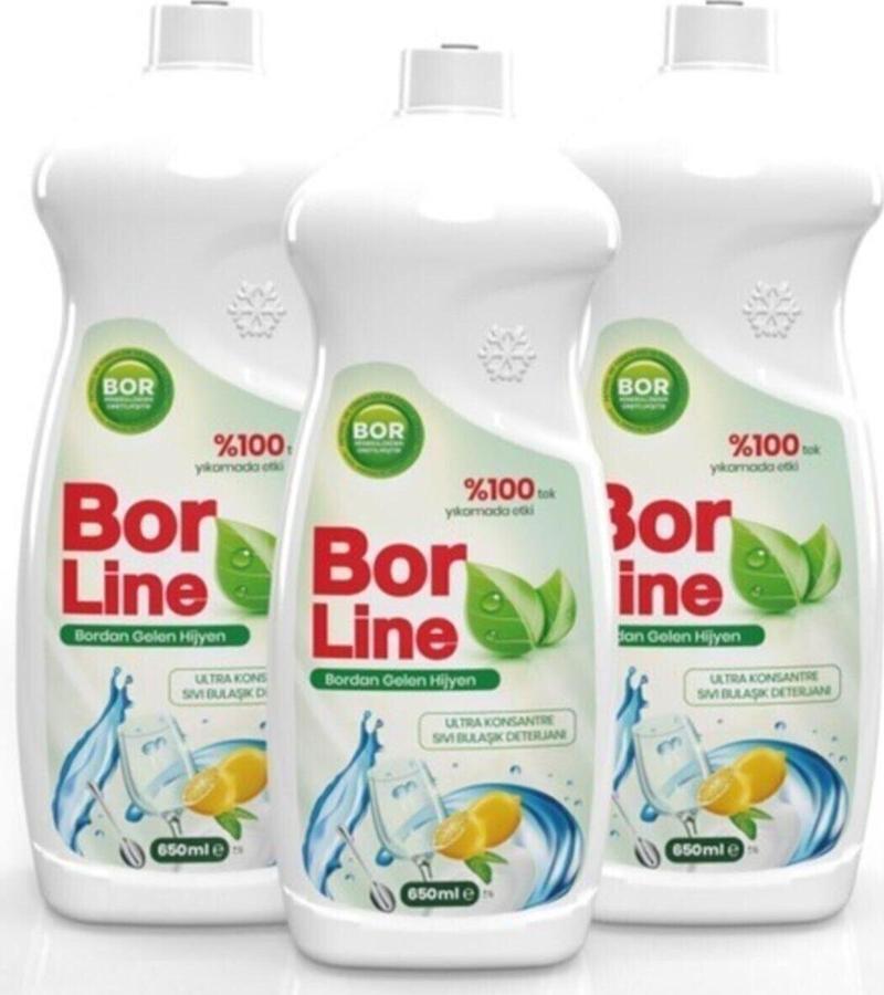 Borlıne Bor Katkılı 650 Ml Bulaşık Deterjanı (3 Adet)