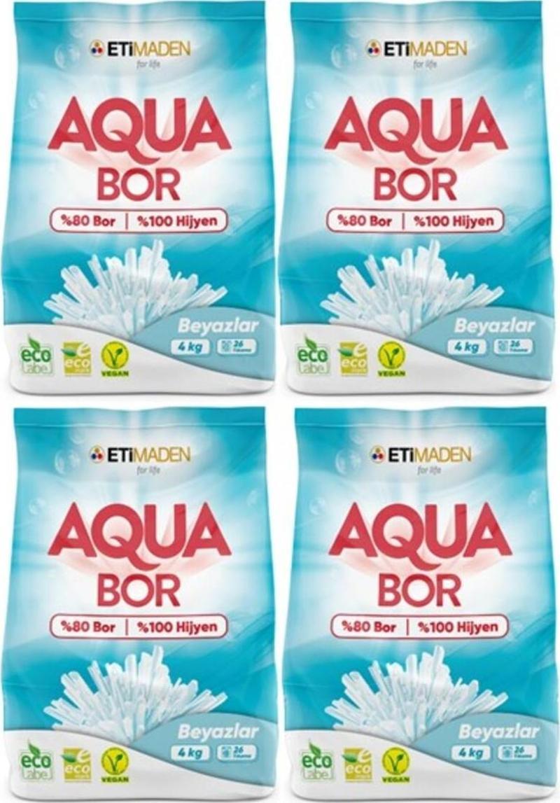 AquaBor (Boron) Toz Çamaşır Deterjanı Beyazlar 4 kg x4