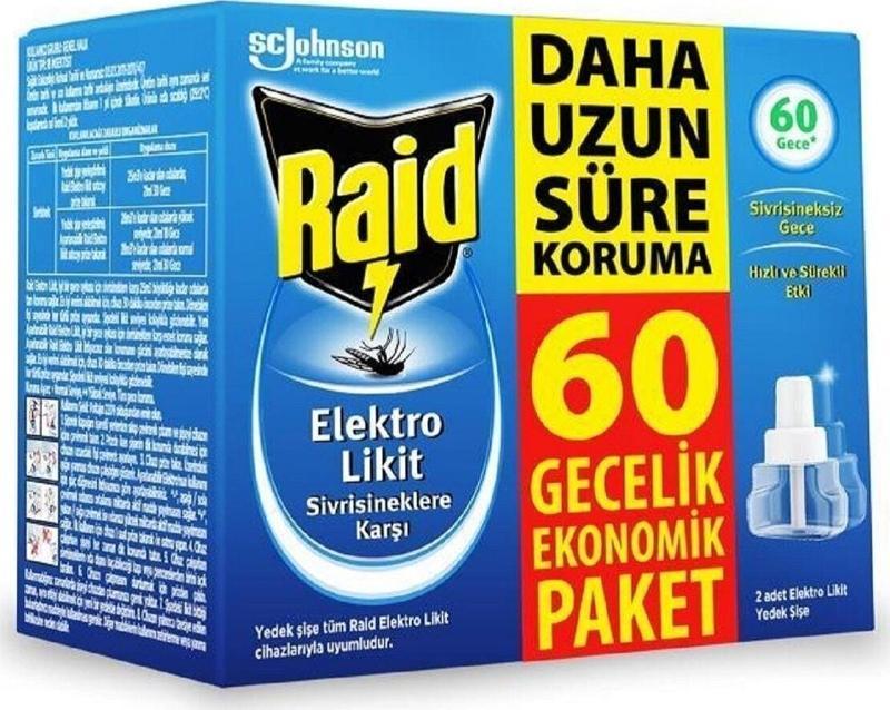 Raid Elekro Likit 2 Yedek, Ekonomik Paket, 60 Gece (sivrisineklere Karşı)