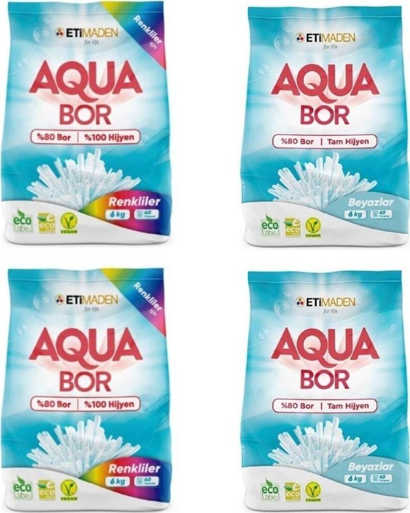 Etimaden Aqua Bor Deterjan (BORON) Karışık Beyazlar Ve Renkliler 6 Kg X 4 Adet