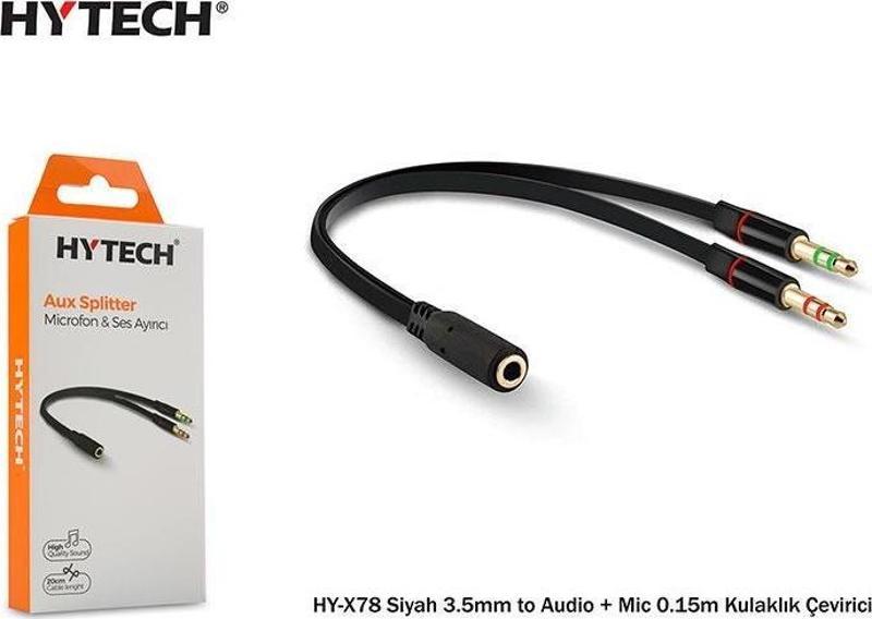 HY-X78 Siyah 3.5mm to Audio + Mic 0.15m Kul