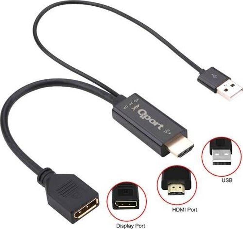 Q-DPX HDMI (M) To Displayport(F) Çevirici