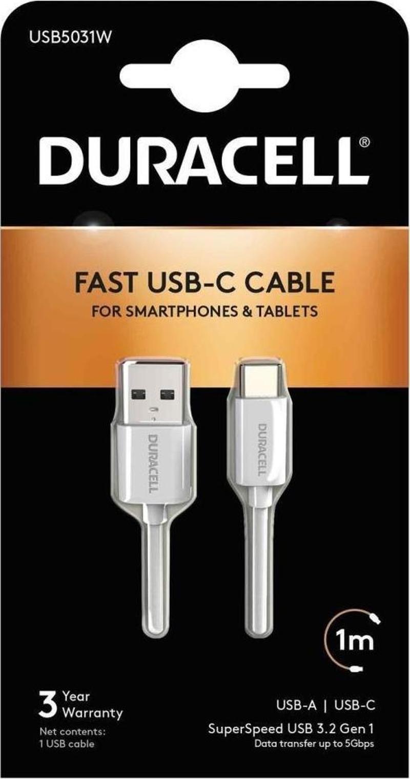 1m USB-A to USB-C Şarj Kablosu - Beyaz