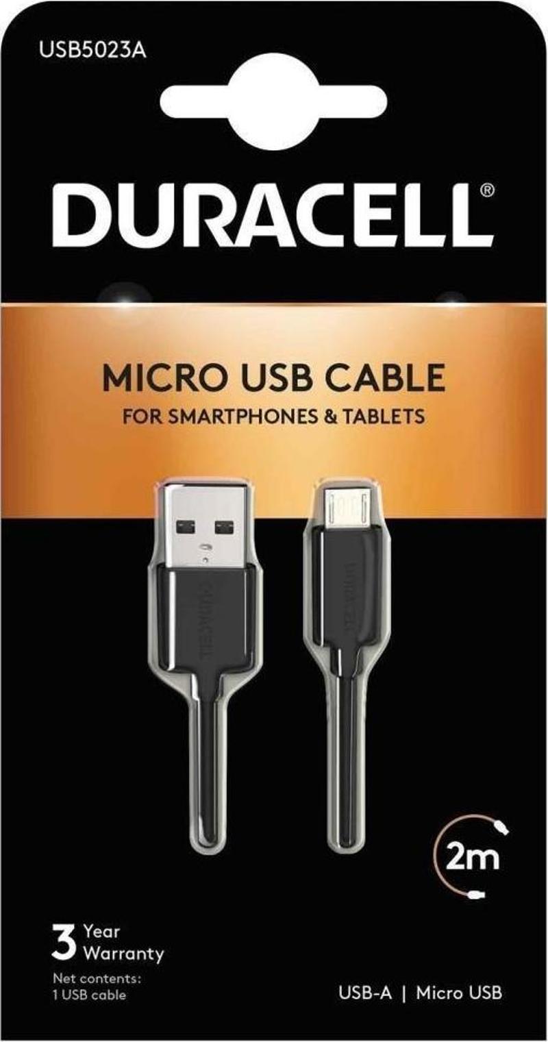 2m USB-A to Micro USB Şarj Kablosu - Siyah