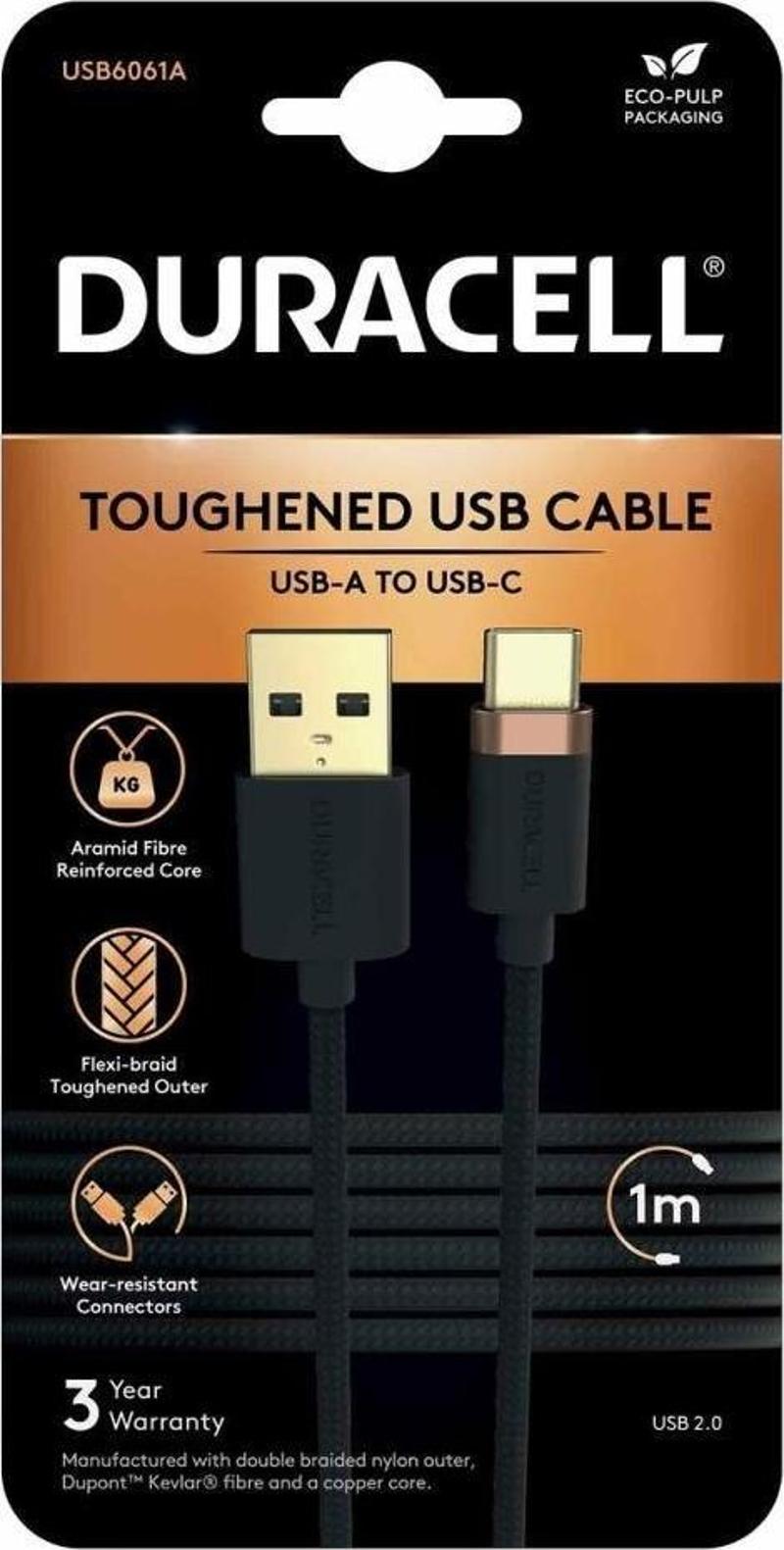 1m USB-A to USB-C Örgülü Şarj Kablosu - Siyah