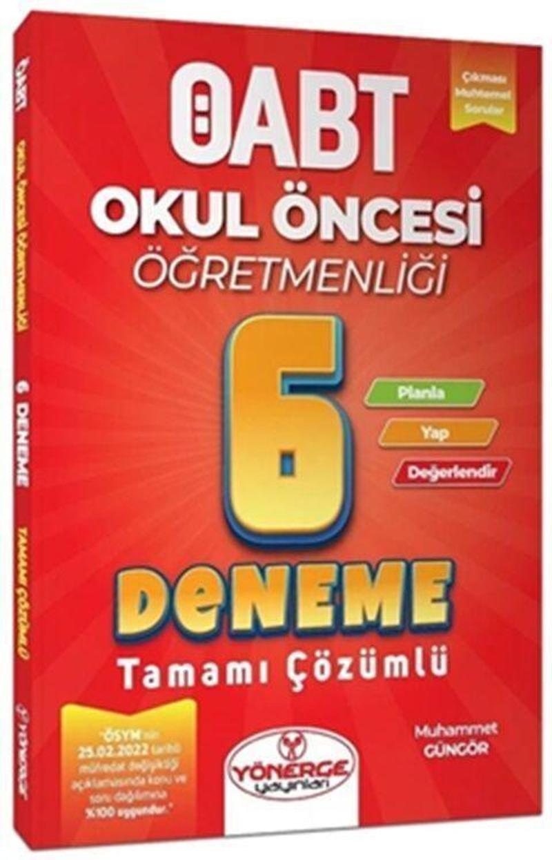 ÖABT Okul Öncesi Öğretmenliği 6 Deneme Çözümlü