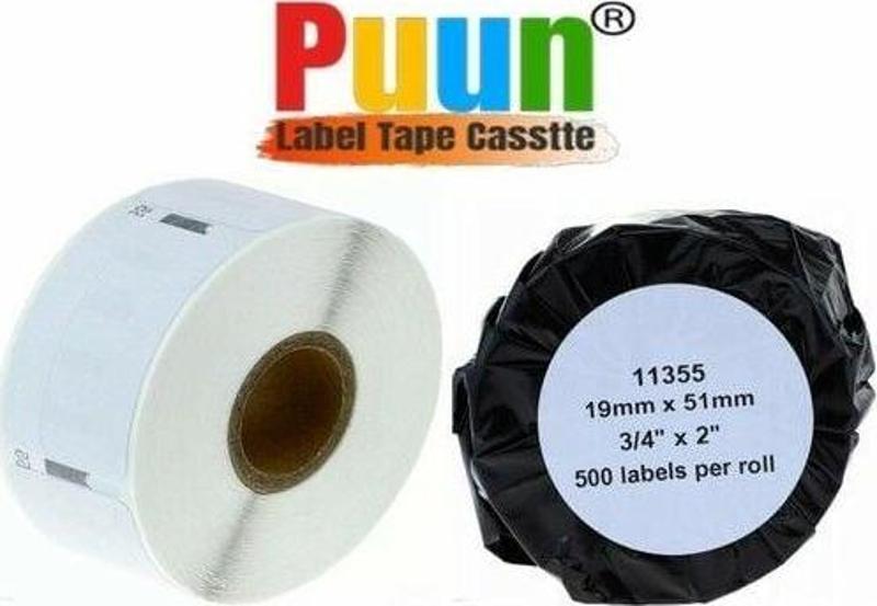 Puun Dymo Lw 11355 Muadil Çok Amaçlı Etıket 500 Etiket/paket 19MM x 51MM Labelwriter EL60, LW310, LW