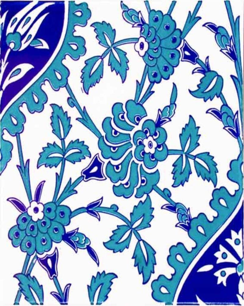 20x25 Cm Ac 1042 Kütahya Cami Çinisi Iznik Desenli Seramik Çini Karo