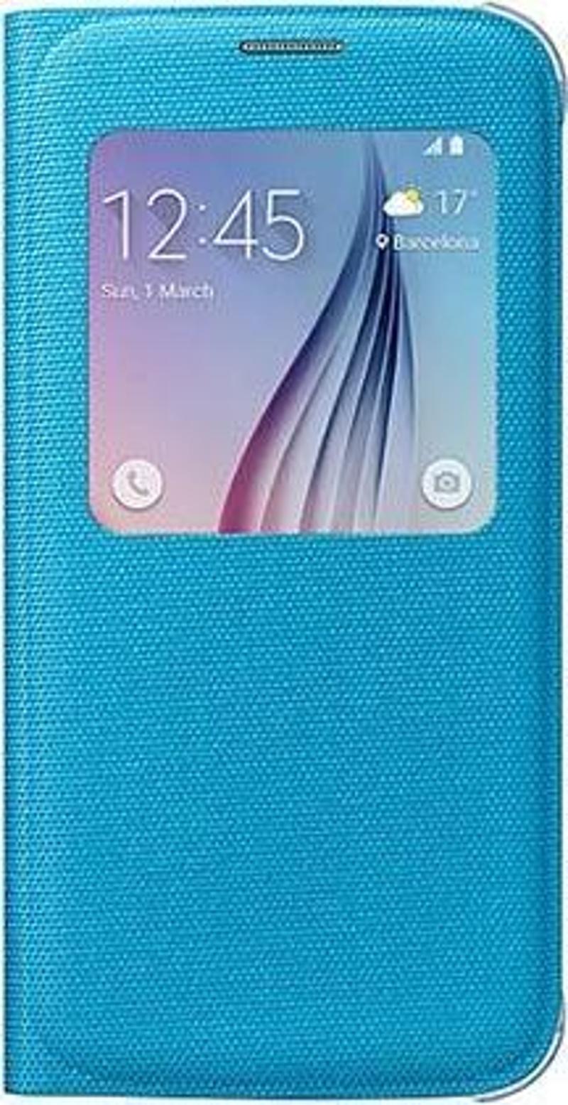 Galaxy S6 ile Uyumlu S View Cover (Tekstil) Mavi EF-CG920BLEGWW