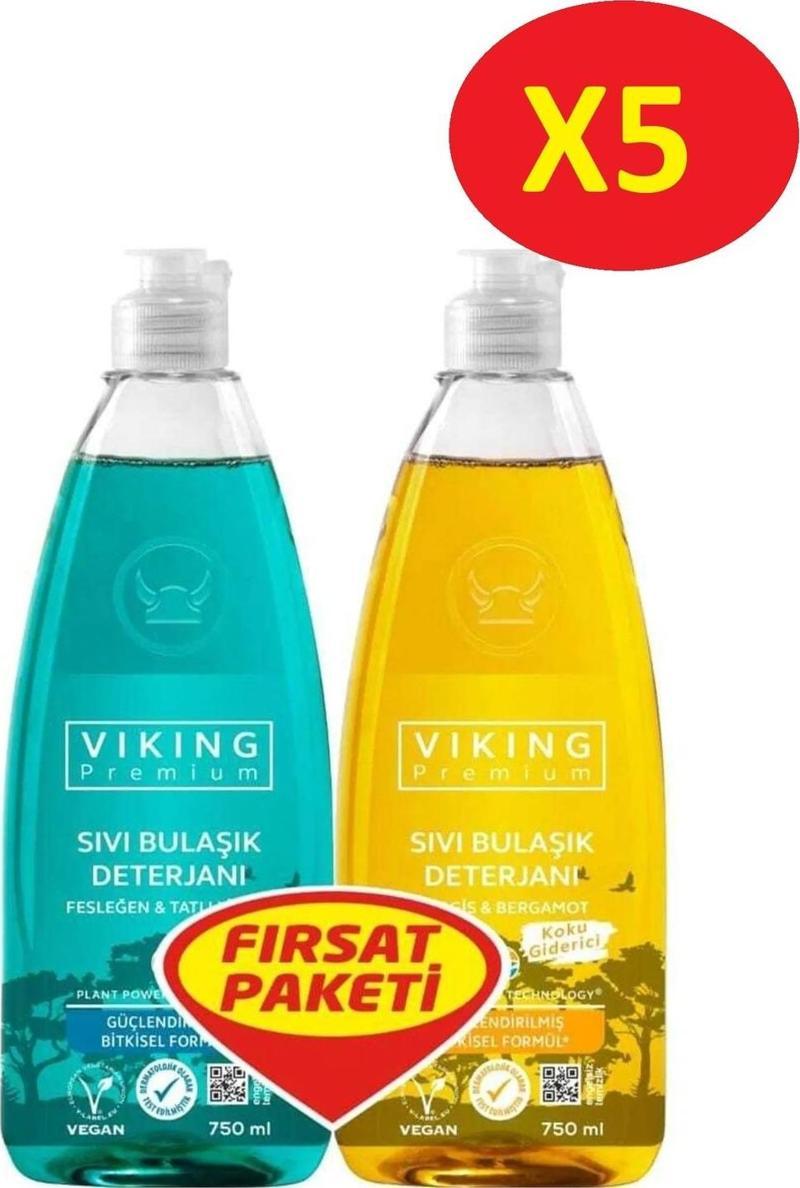 Viking Sıvı Elde Bulaşık Deterjanı 2 Li Paket 750 ml x 5 Adet