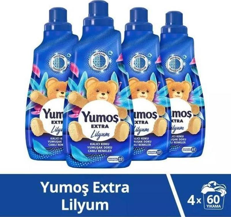 Extra Lilyum Konsantre Çamaşır Yumuşatıcı 1440 ml 60 Yıkama X 4 Adet