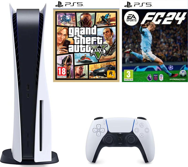 Playstation 5 825 GB - Türkçe Menü + PS5 Fifa 24 +  PS5 Gta 5