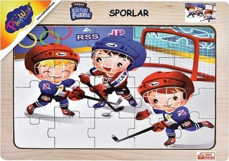 Ahşap Eğitici Puzzle Sporlar Buz Hokeyi ONY86