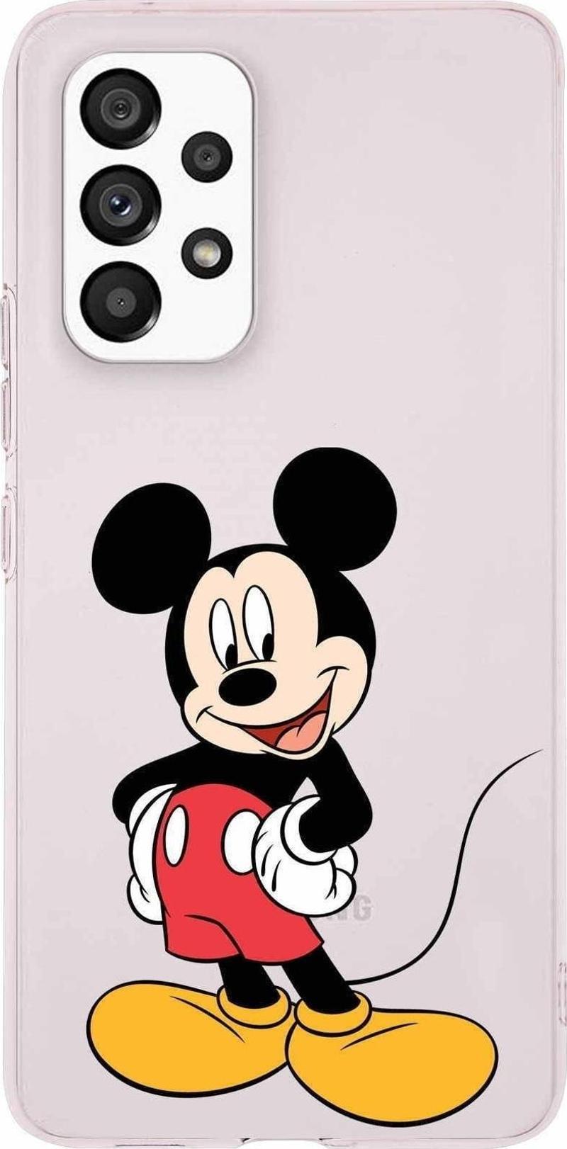 Samsung Galaxy A33 Kapak Mickey Mouse Tasarımlı Şeffaf Silikon Kılıf