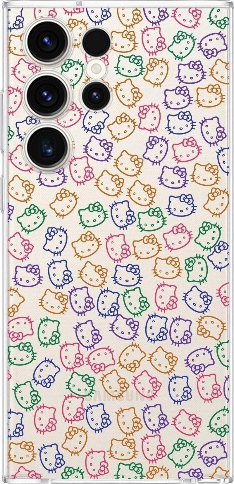 Samsung Galaxy S23 Ultra Kamera Korumalı Kapak Hello Kitty Tasarımlı Şeffaf Kılıf