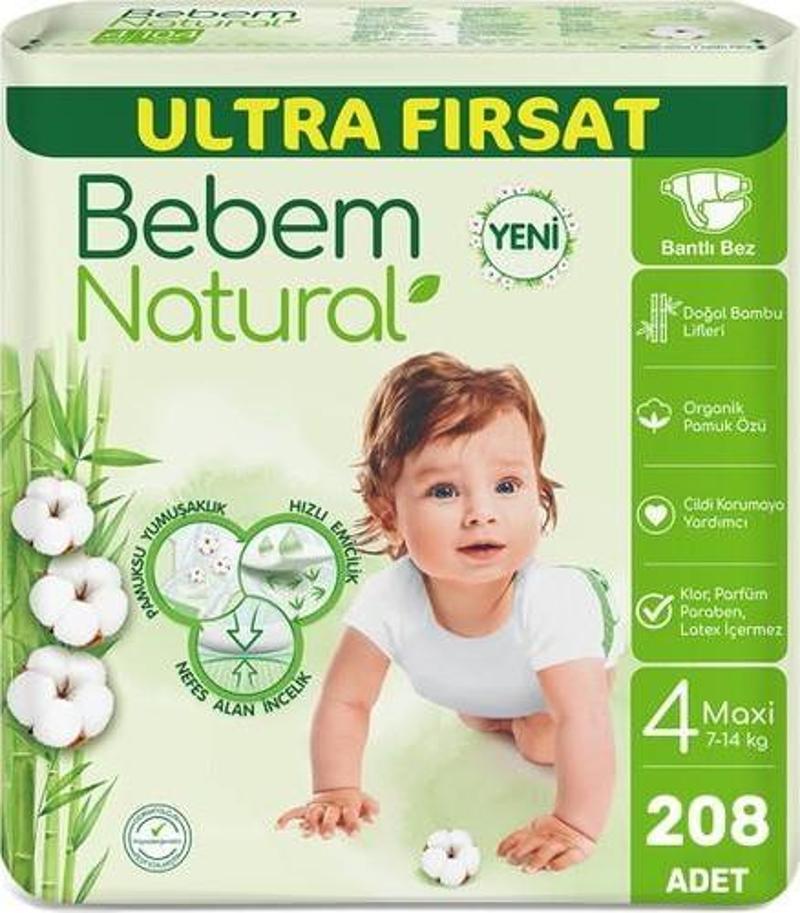 Bebek Bezi Ultra Fırsat Paketi Maxi 4 No 208 Adet (104 x 2 Paket)