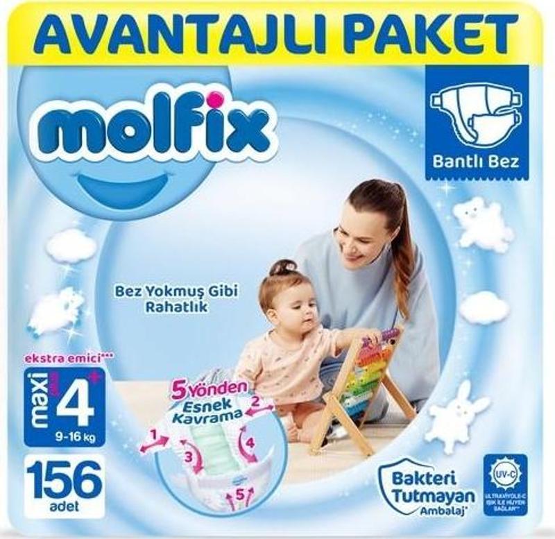Bebek Bezi 4+ Beden Maxi Plus Avantajlı Paket 156'LI