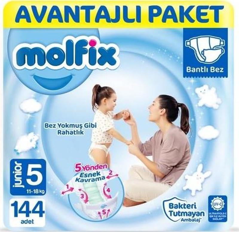 Bebek Bezi 5 Beden Junior Avantajlı Paket 144'LÜ