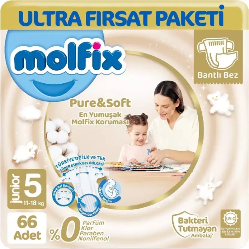 Pure Soft 5 Beden Junior 66'lı Bebek Bezi